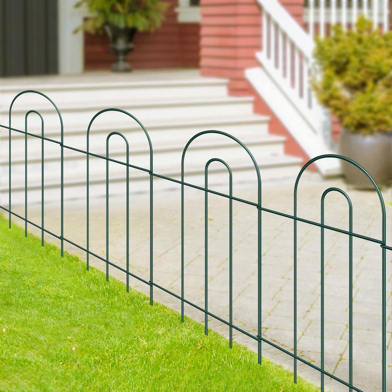FOREHOGAR Decorative Garden Fence Border 32inX20ft Outdoor Green No Dig Temporary Iron Wire Edge Flowers Fencing Panels Rustproof Metal Folding Garden Fencing for Yard - Image 1